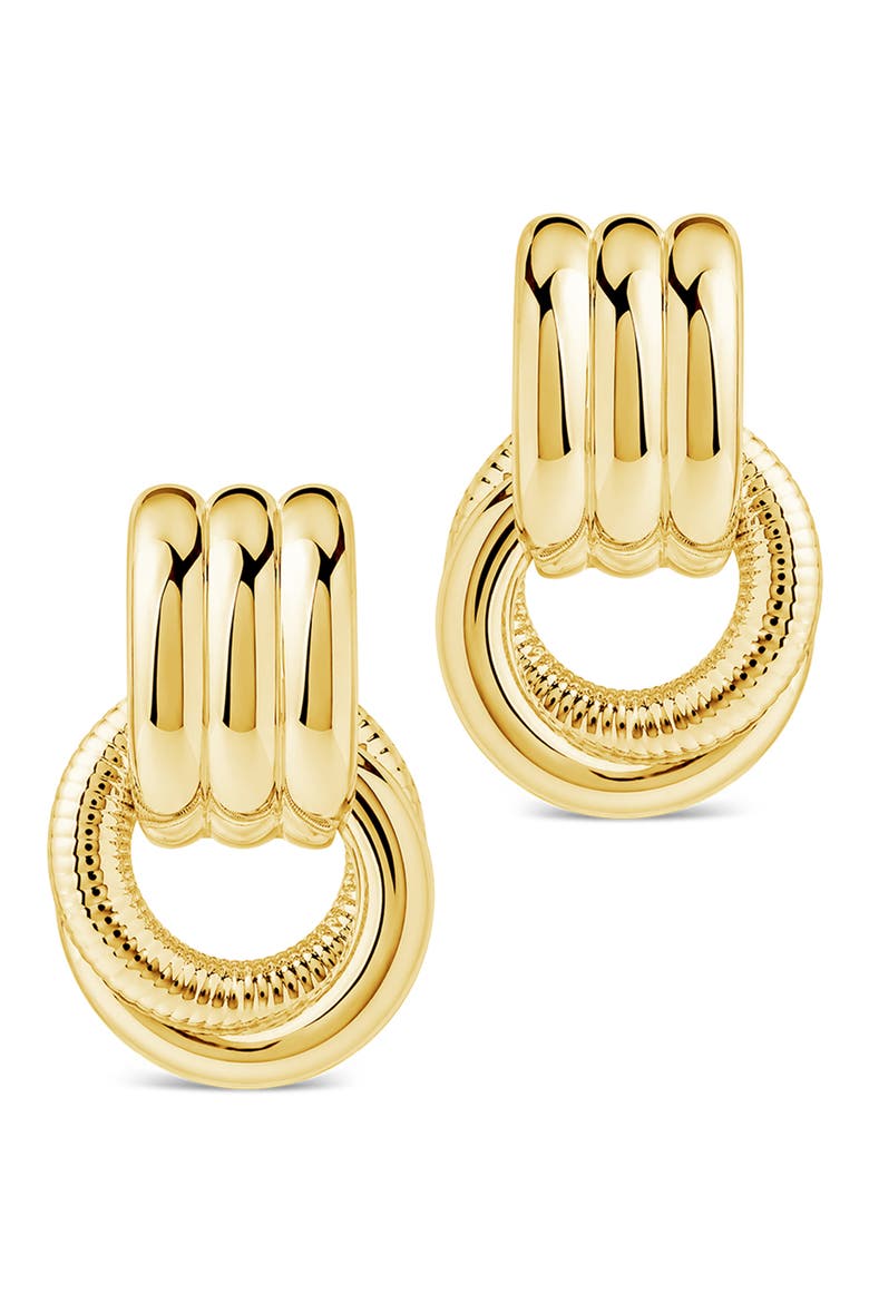 Ribbed Door Knocker Stud Earrings, Alternate, color, GOLD