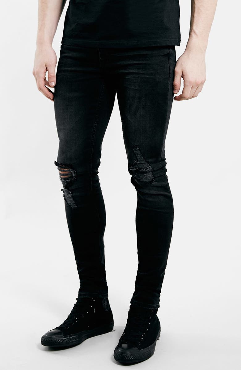 Topman Ripped Spray On Skinny Jeans, Main, color,