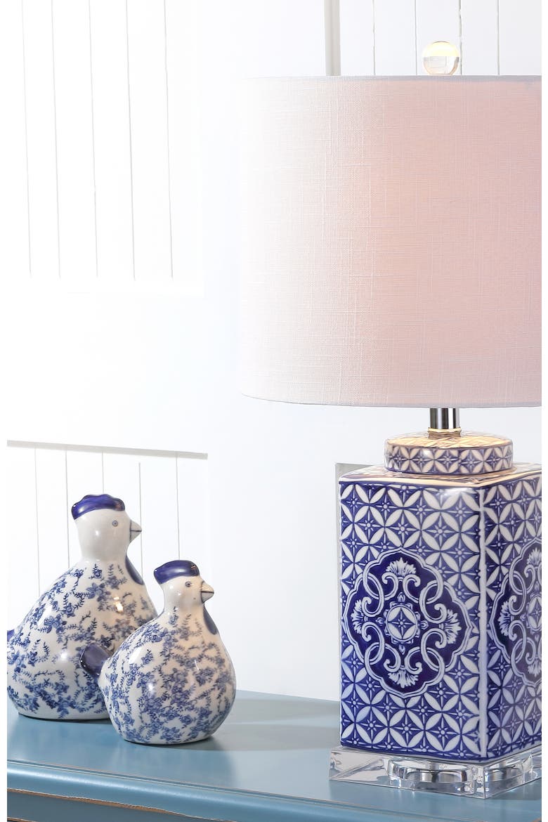 Choi 23" Chinoiserie LED Table Lamp, Blue/White, Alternate, color, Blue/White