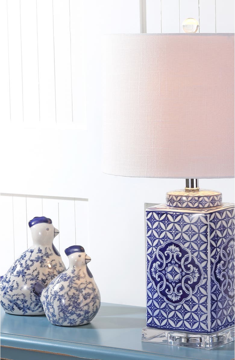JONATHAN Y Choi 23" Chinoiserie LED Table Lamp, Blue/White, Alternate, color, Blue/White