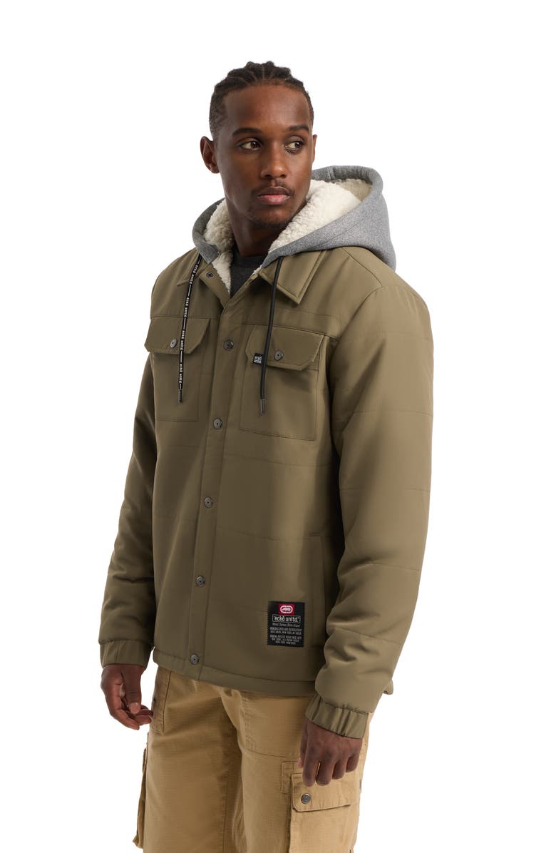 Ecko Unltd. Men's Quietly Standing Out faux shearling Lined Jacket, Alternate, color, Olive