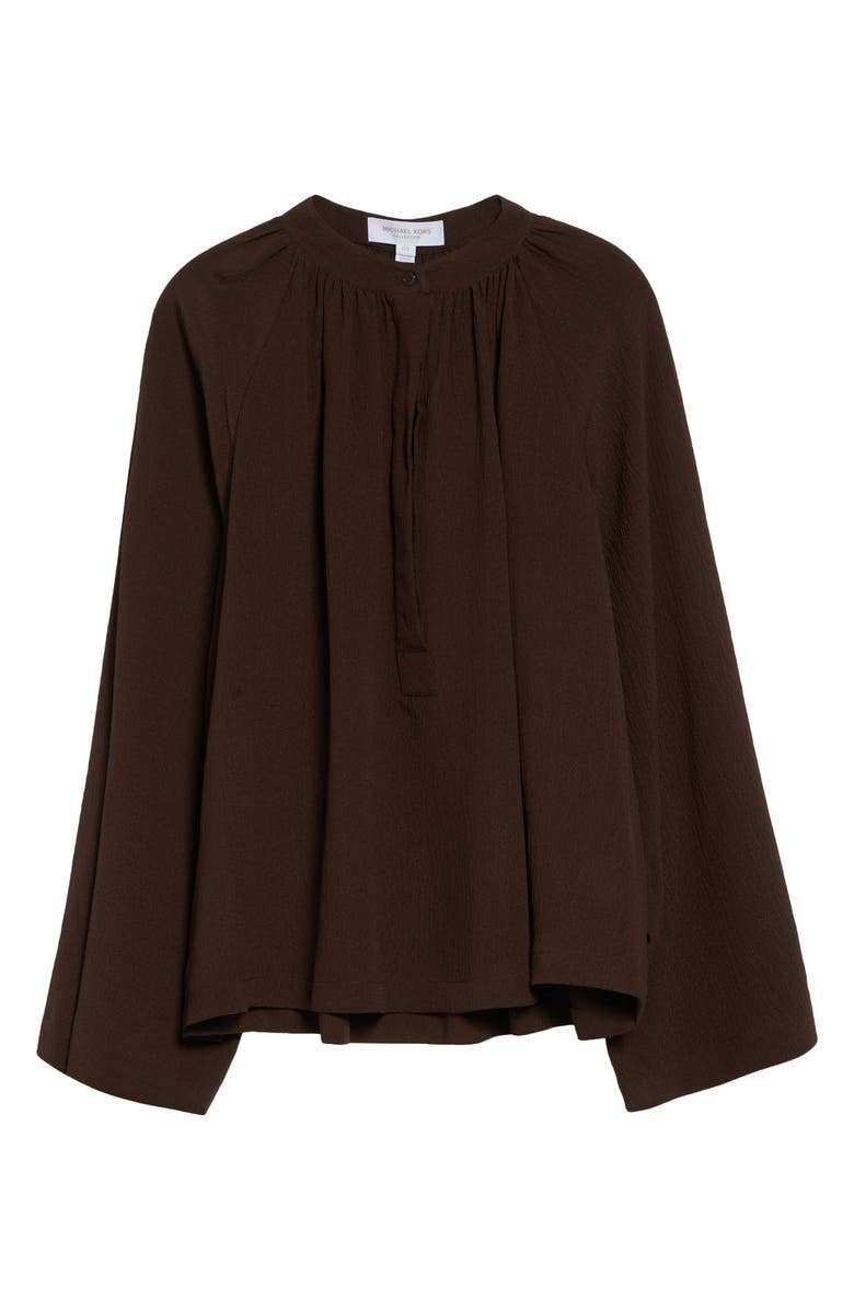 Michael Kors Collection Silk Seersucker Poet Shirt, Alternate, color, Espresso