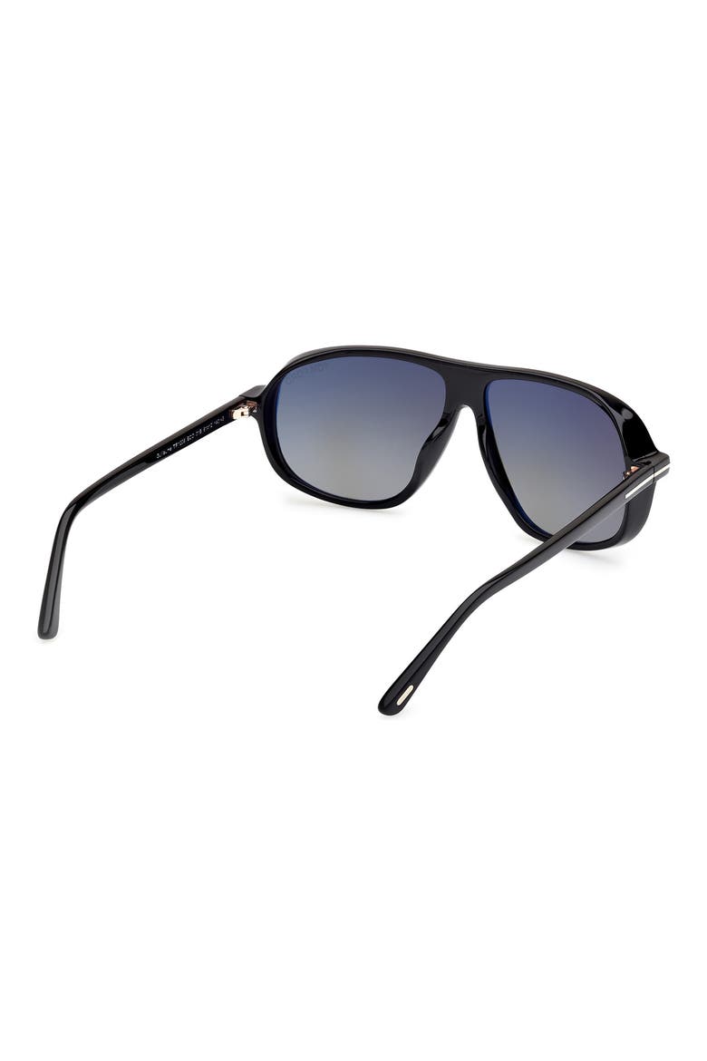 Guillaume 61mm Gradient Pilot Sunglasses, Alternate, color, SHINY BLACK ECO / SMOKE LENSES