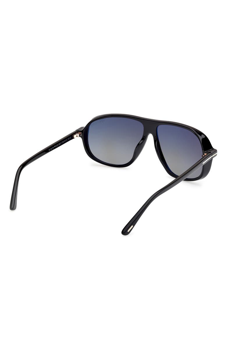 TOM FORD Guillaume 61mm Gradient Pilot Sunglasses, Alternate, color, Shiny Black Eco / Smoke Lenses