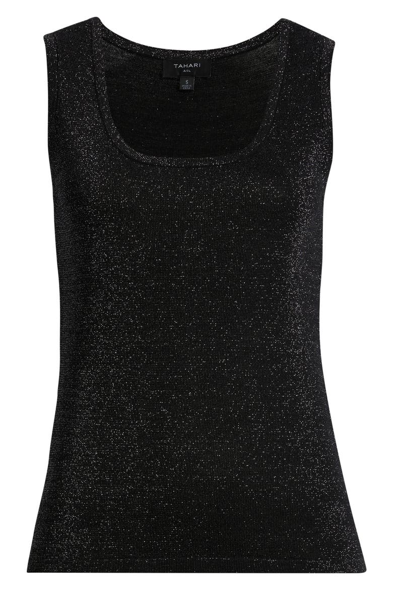 Metallic Scoop Neck Tank Sweater, Alternate, color, BLACK GOLD
