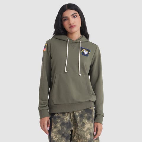 Women's Nike Olive Los Angeles Rams 2025 Salute to Service Sideline Standard Issue Dri-FIT Hoodie