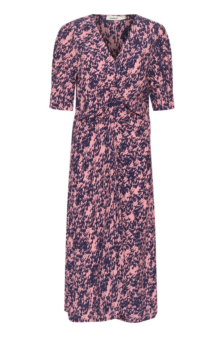SLSylvia V-neck Short Sleeve Midi Dress, Alternate, color, Blush Drop Print