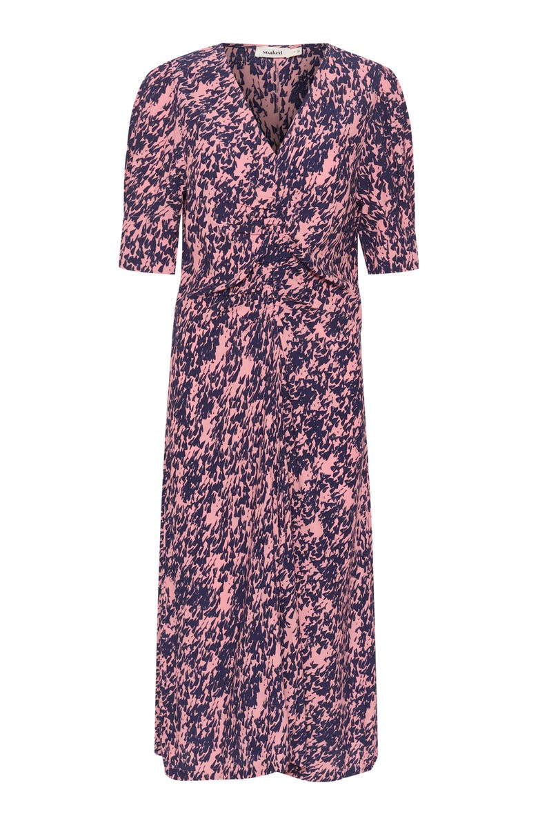Soaked in Luxury SLSylvia V-neck Short Sleeve Midi Dress, Alternate, color, Blush Drop Print