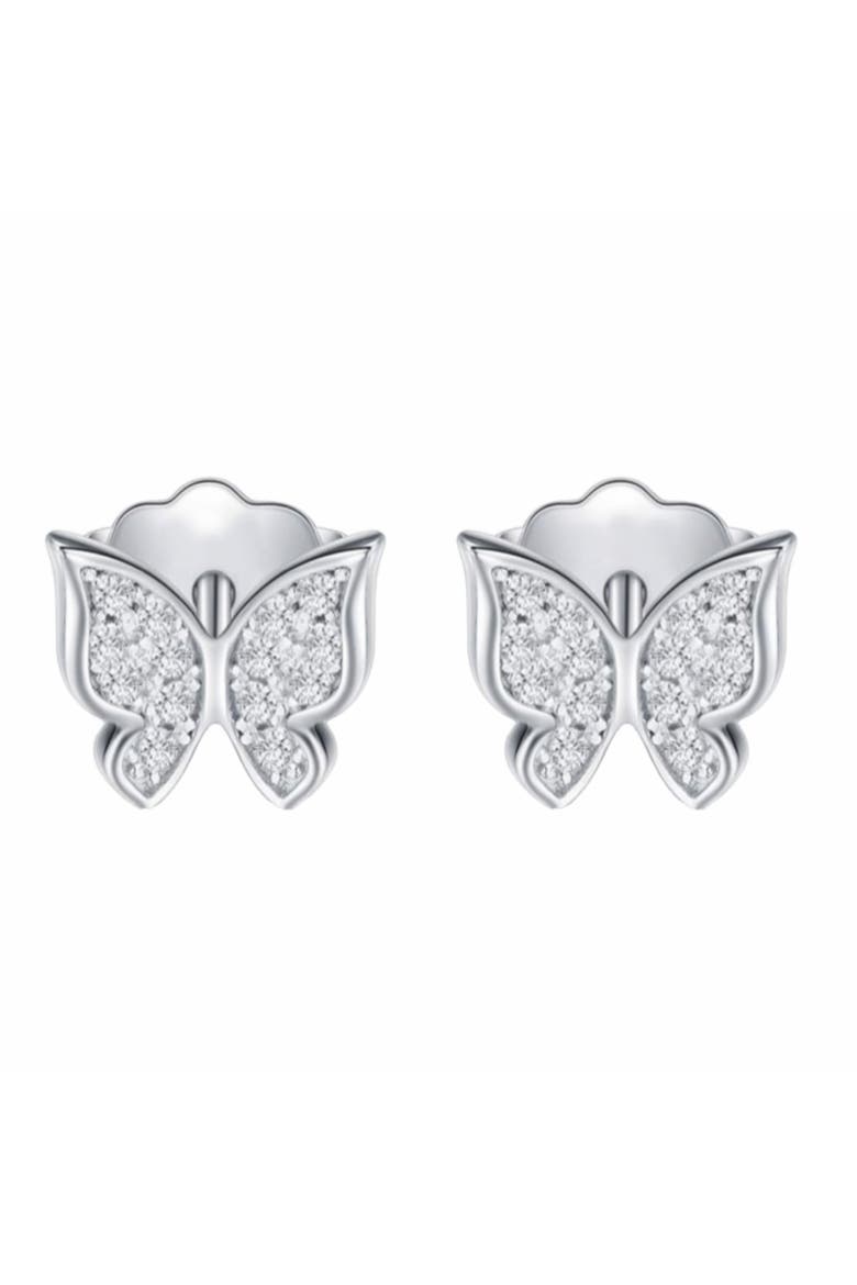 Sterling Silver Butterfly Crystal Earrings, Main, color, Silver