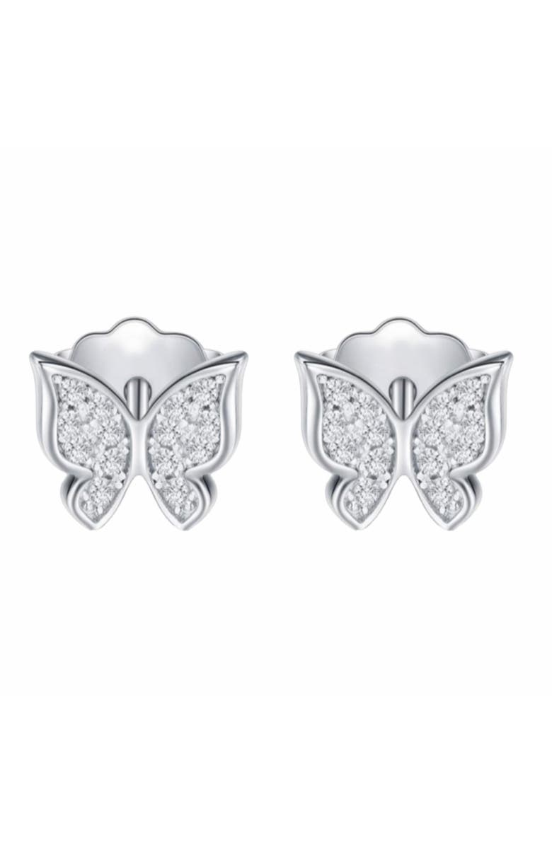 Donatello Gian Sterling Silver Butterfly Crystal Earrings, Main, color, Silver