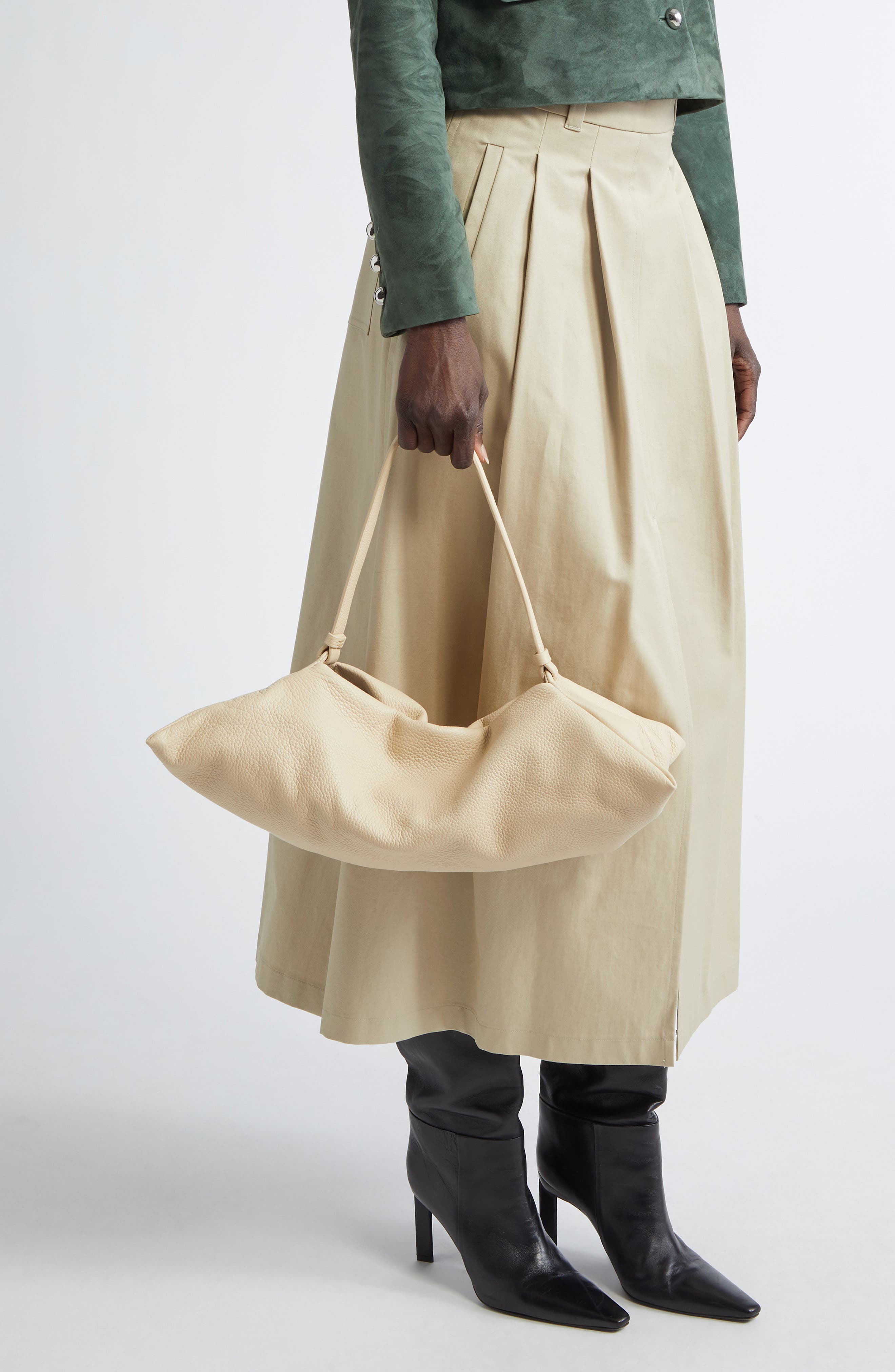 Altuzarra Origami Leather East/West Shoulder Bag, Alternate, color, Weizen