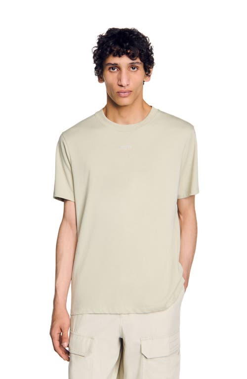 Sandro Cotton T-shirt With Logo In Light Kaki.