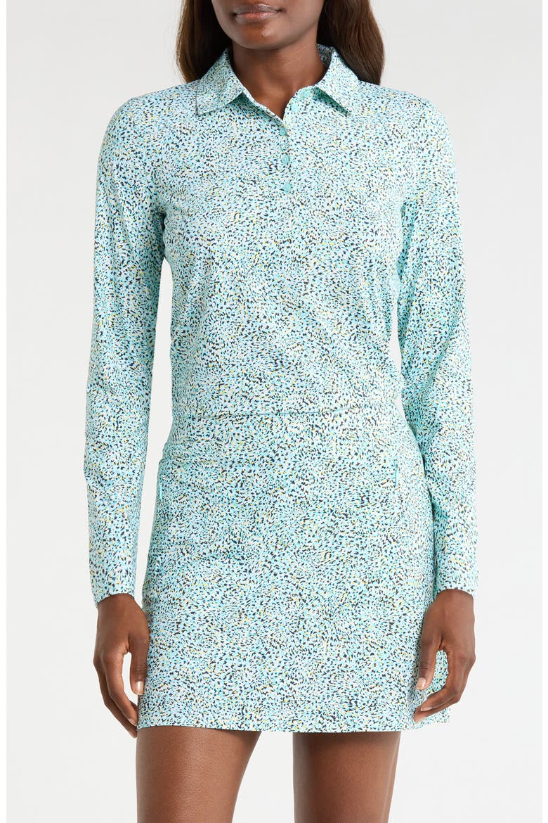 Fireworks Print Performance Polo, Main, color, CENOTE