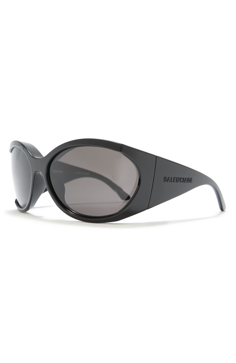 Balenciaga 72mm Shield Sunglasses, Alternate, color, Black Black Grey