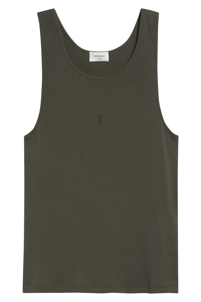 Cassandre Embroidered Rib Tank, Alternate, color, KAKI FONCE