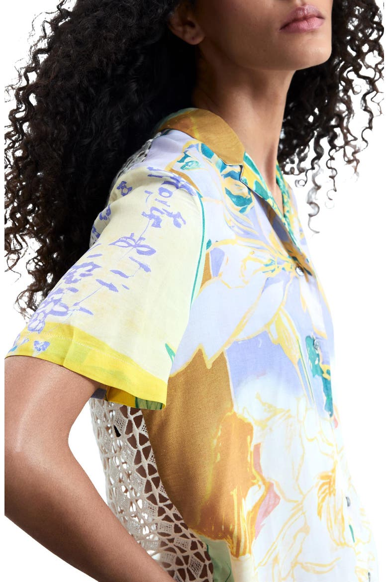 Knit Back Button-Up Shirt, Alternate, color, BEIGE MULTI