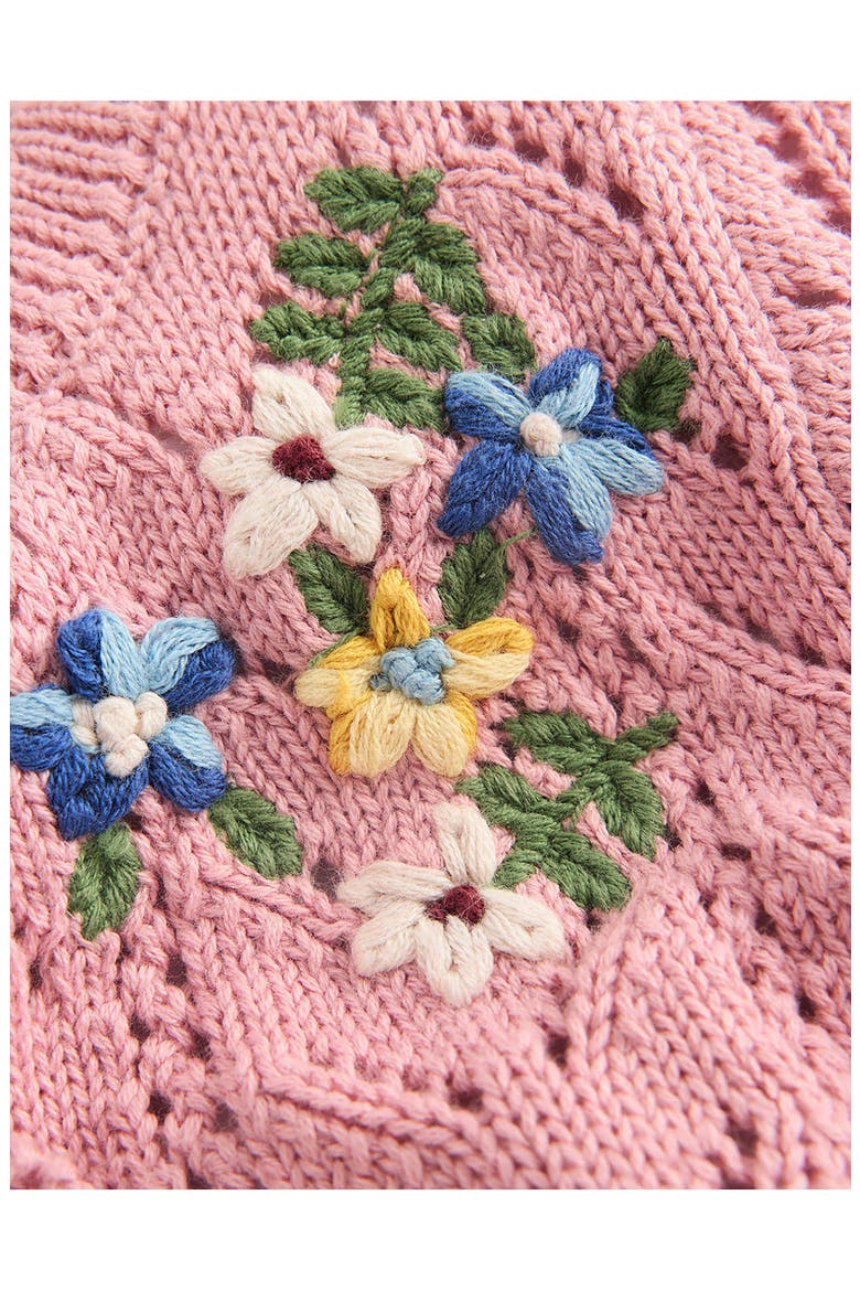 Kids' Floral Embroidered Cotton Cardigan, Alternate, color, PINK MINI EMBROIDERED