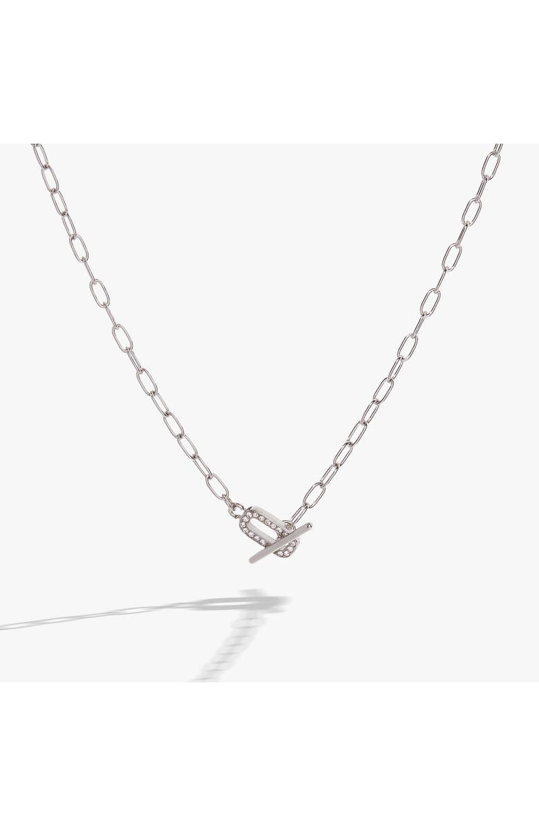 Alex and Ani Pave Toggle Necklace, Main, color, Silver