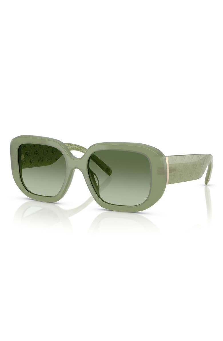 Tory Burch 54mm Irregular Sunglasses, Alternate, color, Milky Green / Green Gradient