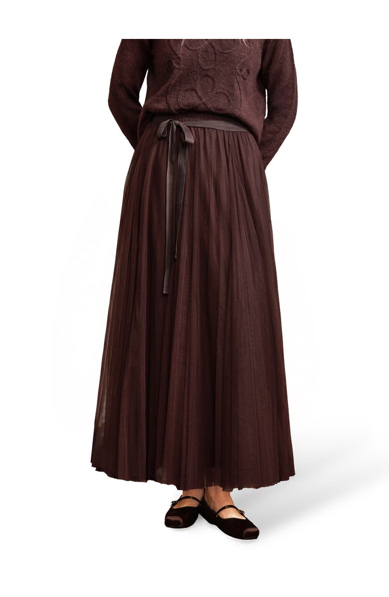 Ro&Zo Tulle Godet Maxi Skirt, Main, color, Brown