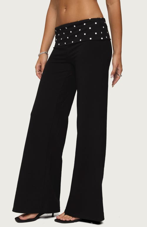 Edikted Reeva Polka Dot Foldover Pants In Black