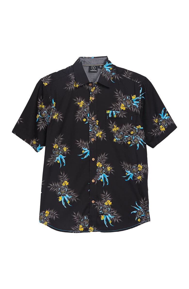 BURNSIDE Tropical Palm Short Sleeve Regular Fit Shirt, Main, color,