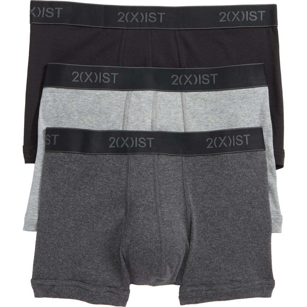 2(x)ist 3-pack Cotton No Show Trunks In Black/heather Grey/charcoal
