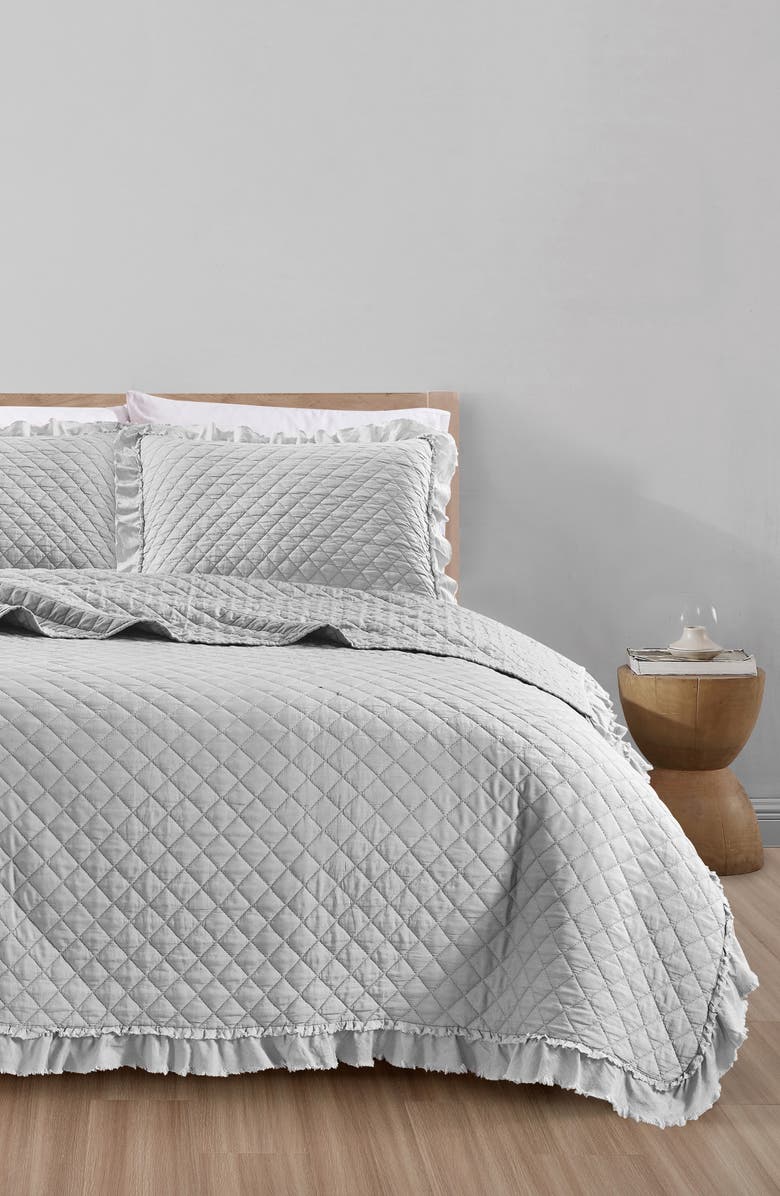 MELANGE HOME Diamond Stitched Ruffle Quilt & Shams Set, Alternate, color, 