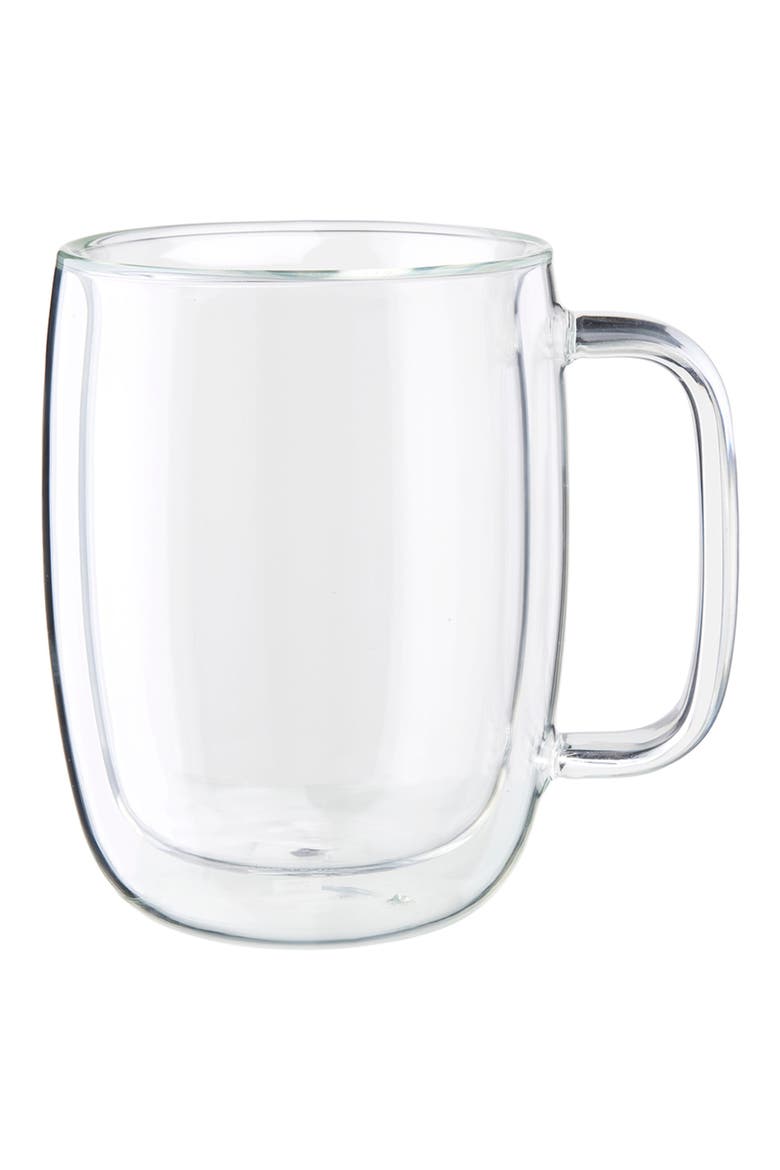 Sorrento Plus Set of 2 Double Wall Glass Latte Mugs, Main, color, CLEAR