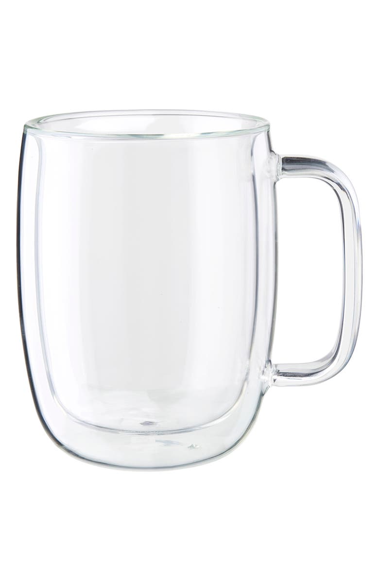 ZWILLING Sorrento Plus Set of 2 Double Wall Glass Latte Mugs, Main, color, Clear