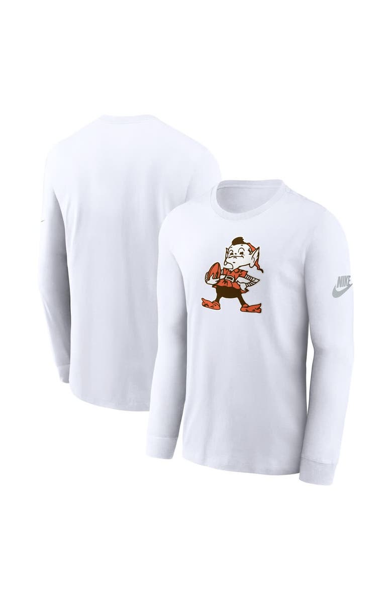 Nike Men's Nike White Cleveland Browns Rewind Essential Long Sleeve T-Shirt, Main, color, 