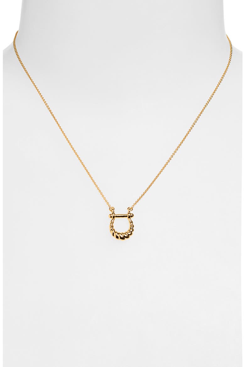 Lunar New Year Horseshoe Pendant Necklace, Alternate, color, GOLD