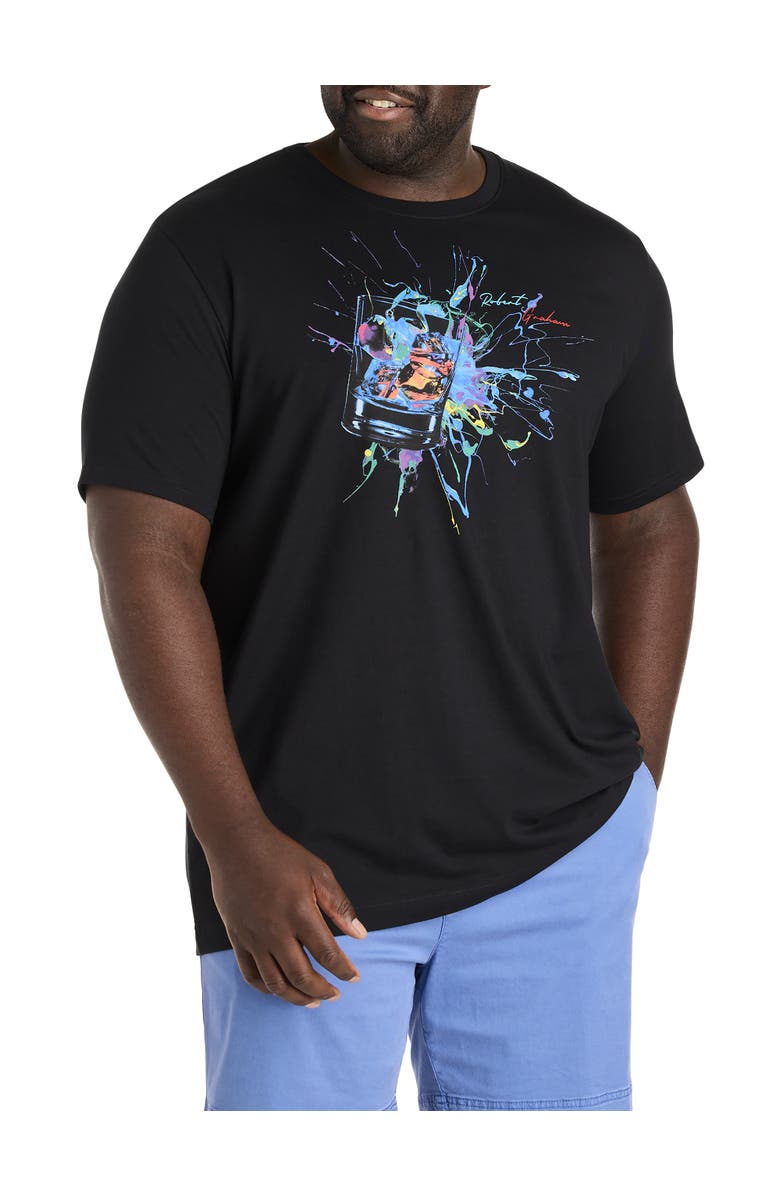 Robert Graham DXL Big & Tall Neon Cocktail Graphic Tee, Main, color, Black