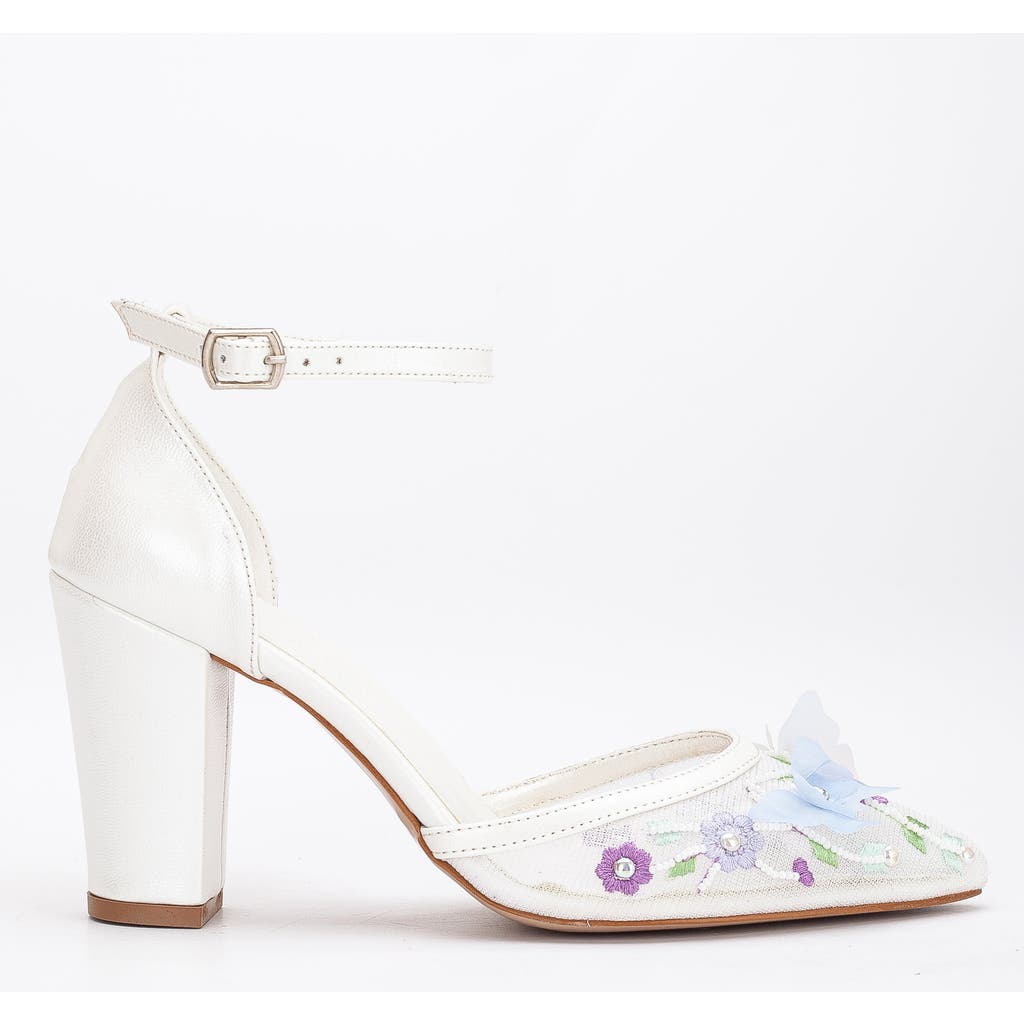 Forever & Always Shoes Ivy 3d Floral Lace High Heels In Ivory With Lilac