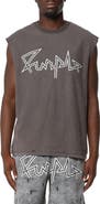 PURPLE BRAND Textured Sleeveless Cotton Graphic T-Shirt