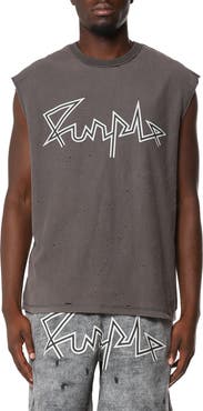 PURPLE BRAND Textured Sleeveless Cotton Graphic T-Shirt