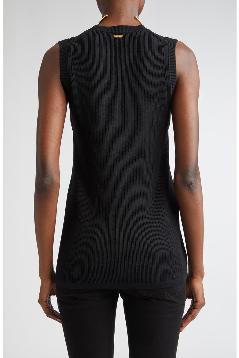 Sleeveless Rib Mini Sweater Dress, Alternate, color, BLACK