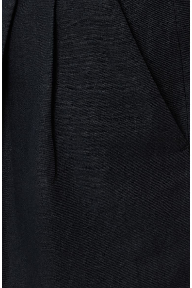 Roland Pleated Cotton & Linen Dress Pants, Alternate, color, FADED BLACK