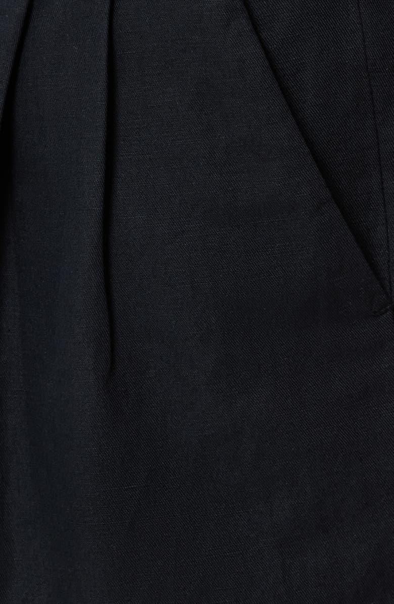 AllSaints Roland Pleated Cotton & Linen Dress Pants, Alternate, color, Faded Black