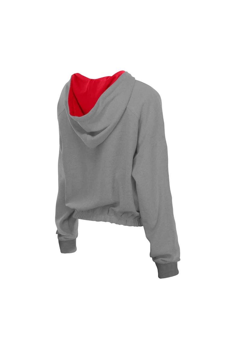 Women's New Era  Heather Gray St. Louis Cardinals Reversed Out French Terry Quarter-Zip Banded Crop Hoodie, Alternate, color, Heather Gray
