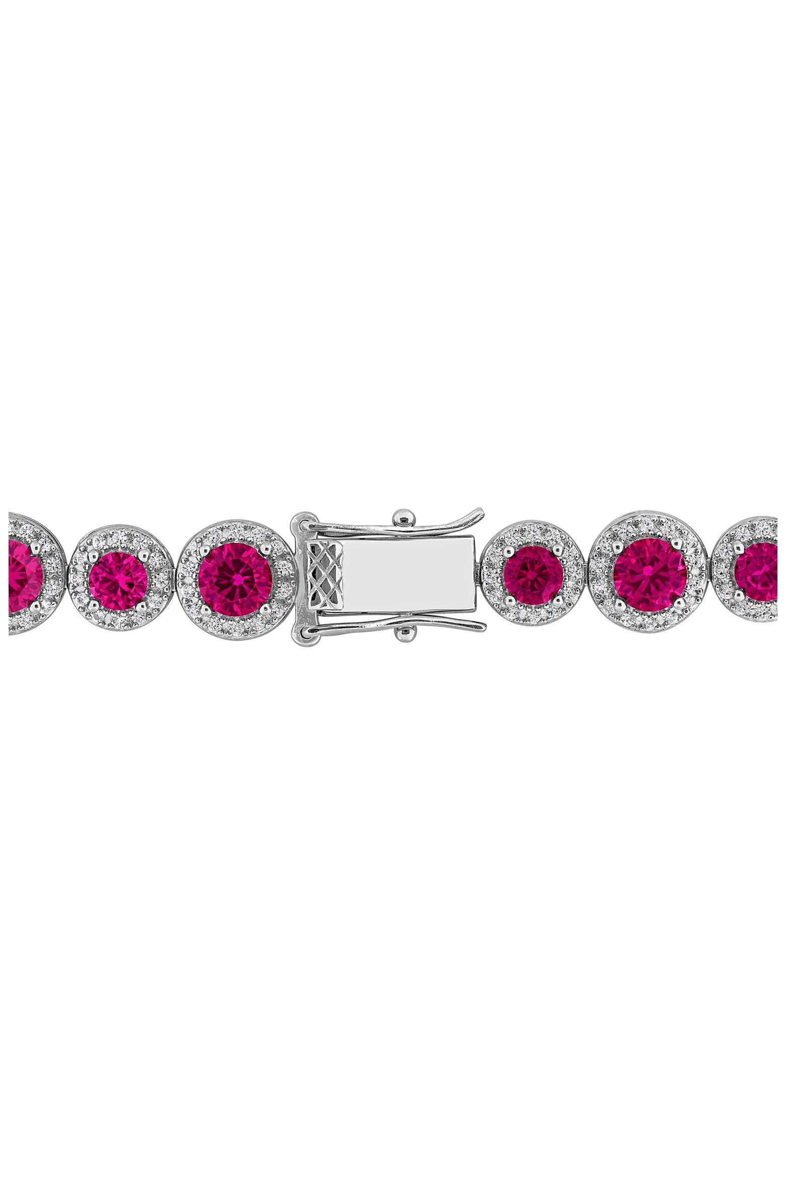 Lab Decoratons DELMAR Lab Grown Ruby & Lab Grown White Sapphire Tennis Bracelet (Women ...