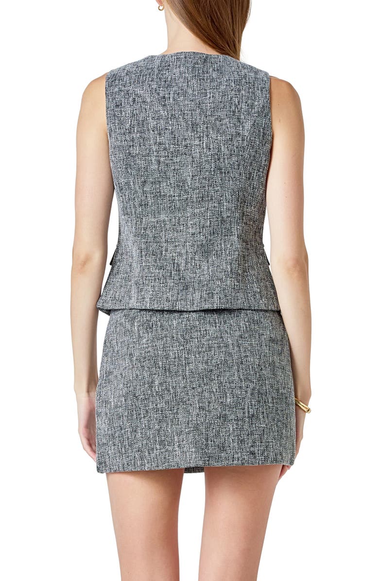 Endless Rose Tweed Button Vest, Alternate, color, Black/ White