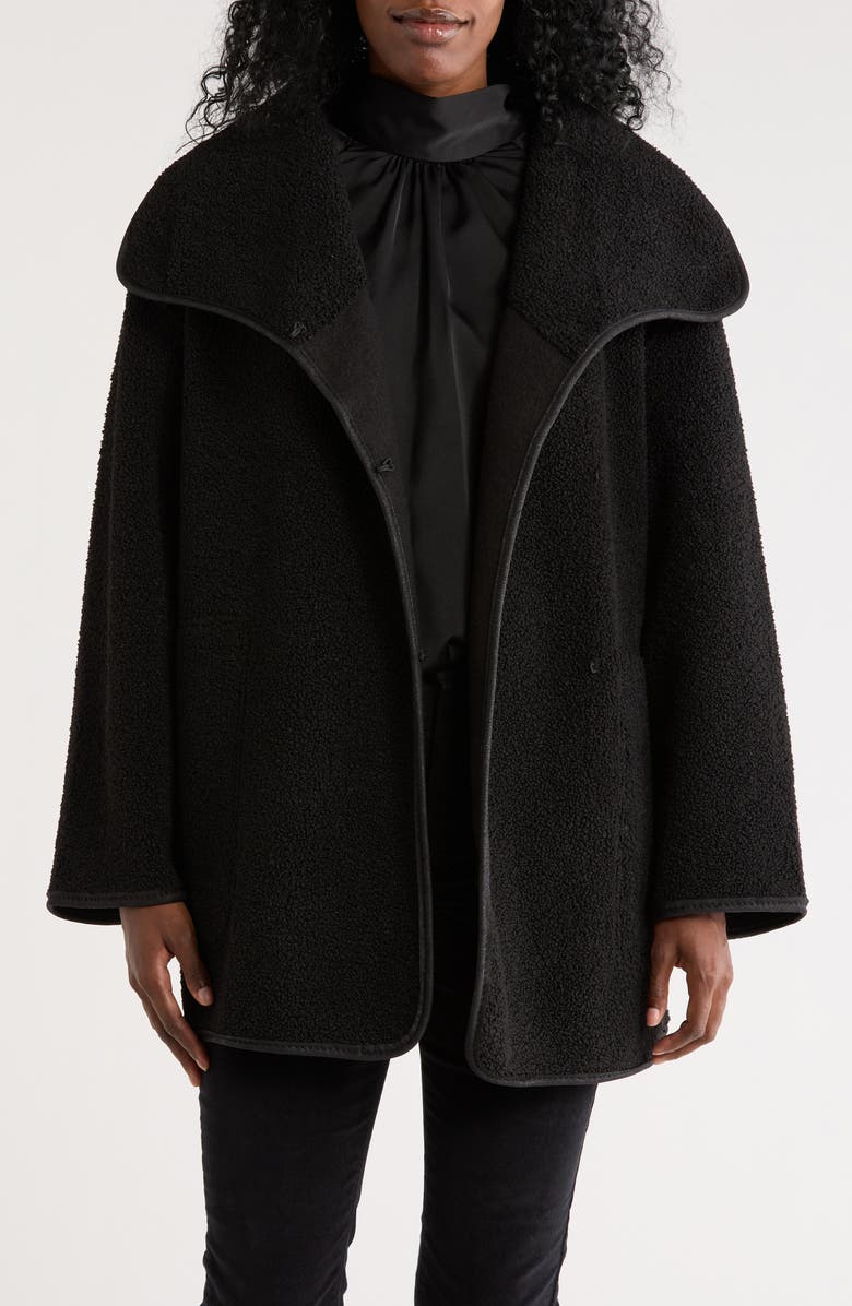 MAX STUDIO Wing Collar Faux Shearling Jacket, Main, color, Black-Black