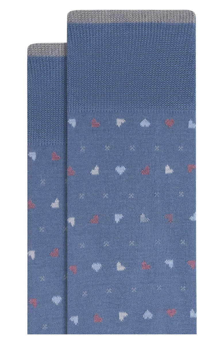 Bugatchi Heart Mercerized Cotton Blend Dress Socks, Alternate, color, Steel