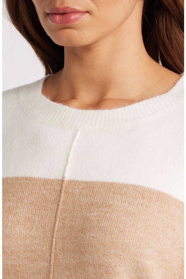 Colorblock Crewneck Sweater, Alternate, color, KHAKI