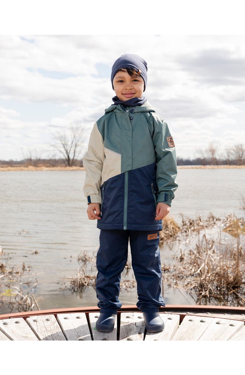 Deux par Deux Boy Mid-Season Fleece Jacket in Recycled Polyester, Alternate, color, Dark Green, Beige And Navy
