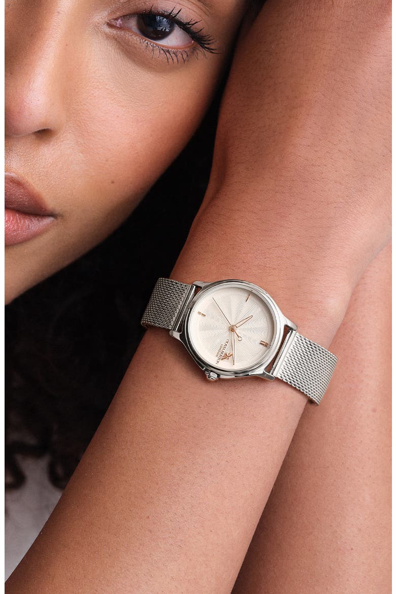 Classic Bee Mesh Strap Watch, 30mm, Alternate, color, SILVER