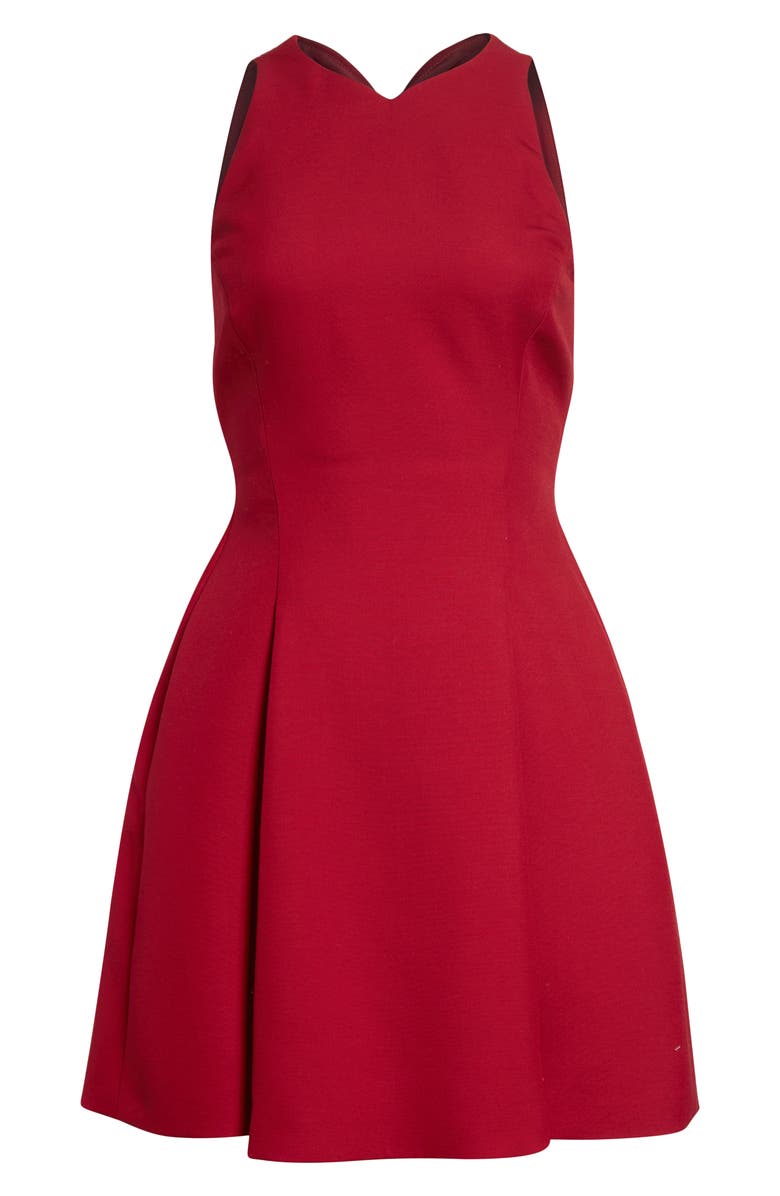 Versace Sculptural Wool Blend Fit & Flare Dress, Alternate, color, Parade Red