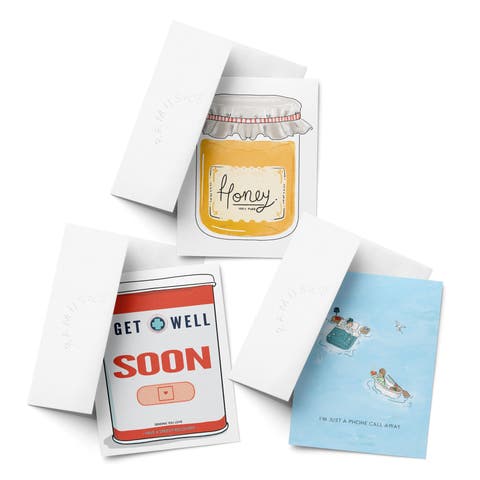 Sympathy Greeting Card Pack, 'Get Well Band Aids, Honey, I'm Just a Phone Call Away' (3 ct, Assorted)