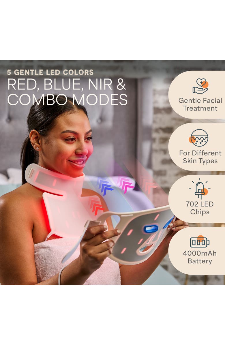 Lifepro Silicone LED Face Mask Redlight therapy with RBG light Portable LED mask, Alternate, color, Pro White